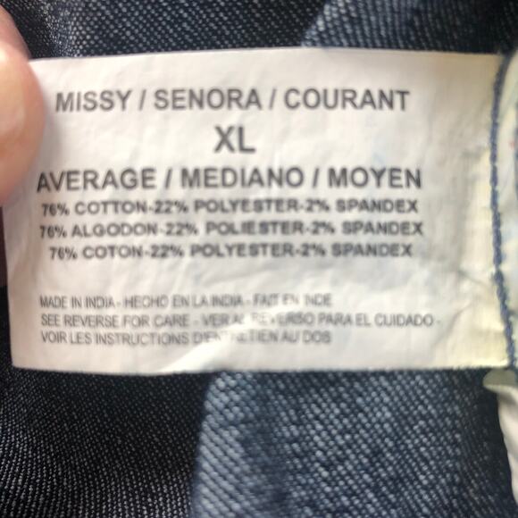 Nine West Vintage America Denim Embellished Button Front Jacket XL - Picture 12 of 12